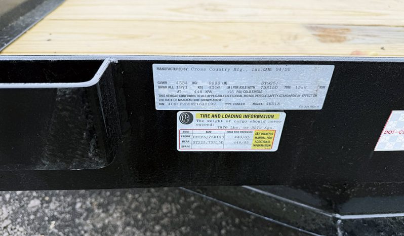 New 2026 Cross Country 18′ Four Ton Equipment Trailer – Black